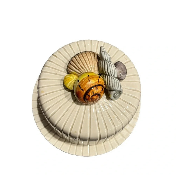 Fitz and Floyd Coquille Individual Butter Server with lid Vintage 1976 rare 3" - Picture 8 of 12